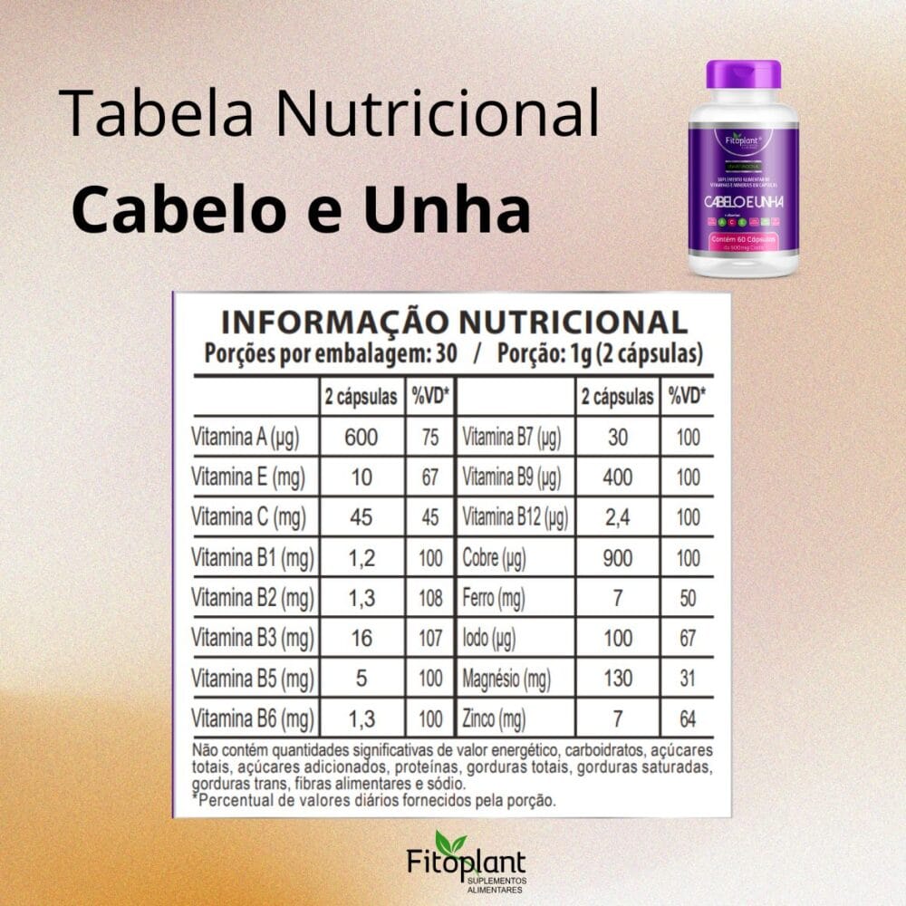 Cabelo e Unha 500mg 60Caps - Imagem 2