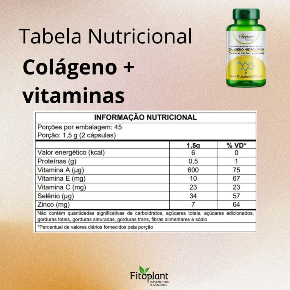 Colágeno com Vitaminas e Minerais 500mg 90Caps - Imagem 2